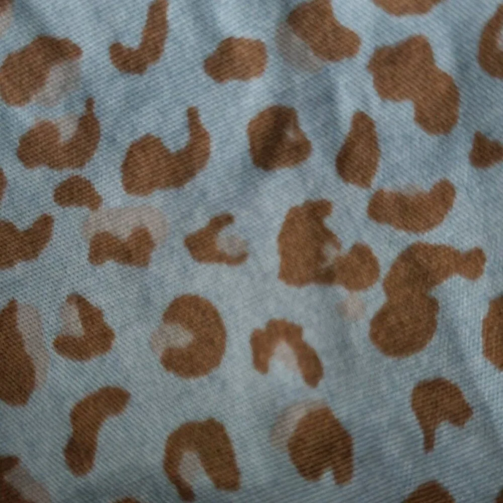J. Crew Button Up Midi Shirt Dress Blue w Brown Animal Print - Picture 2 of 10